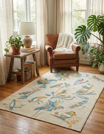 3' 2 x 4' 8 Hand Woven Kilim Suzani Wool Rug