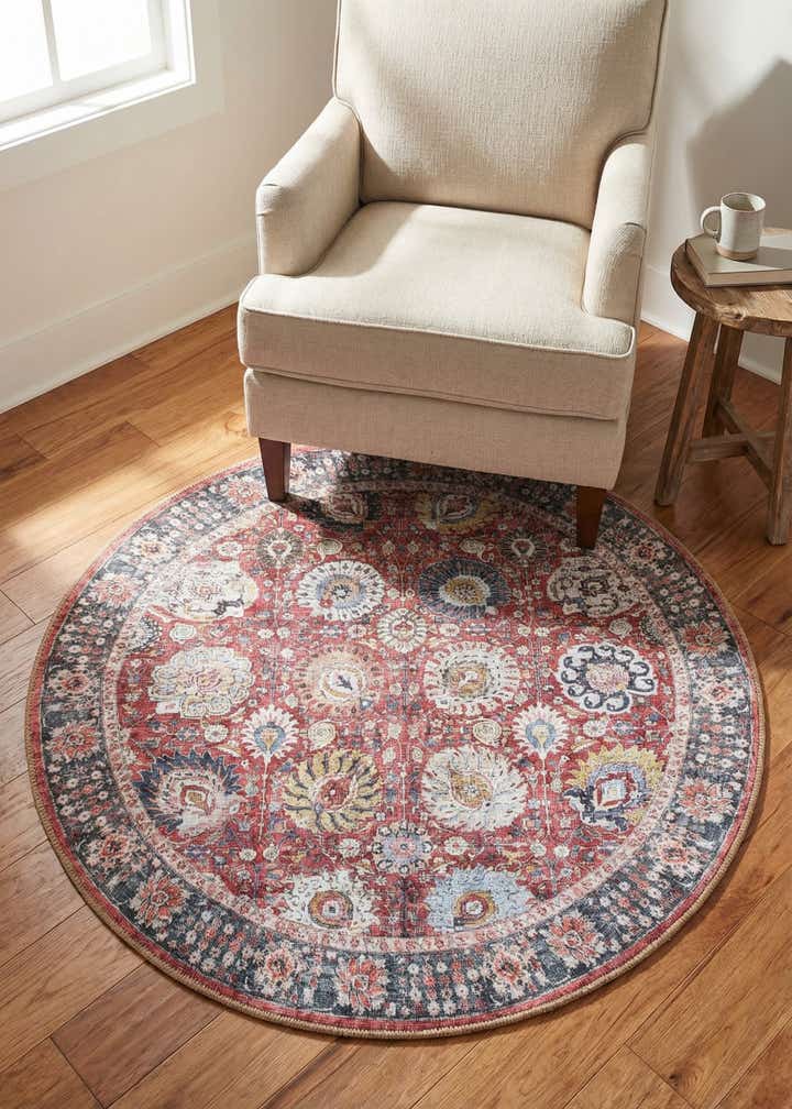 3' 6 x 3' 6 Washable Timeless Round Rug