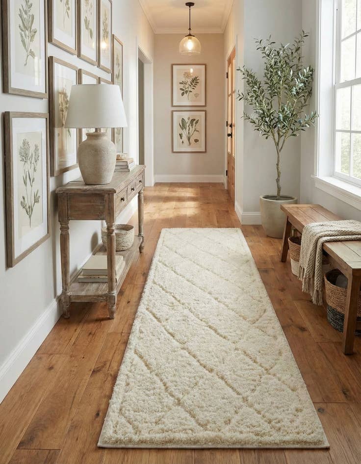 Detail image of 2' 7 x 12' Trellis Shag Runner Rug