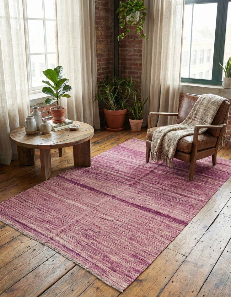 Detail image of 4' x 6' 3 Hand Woven Kilim Modern Wool Rug