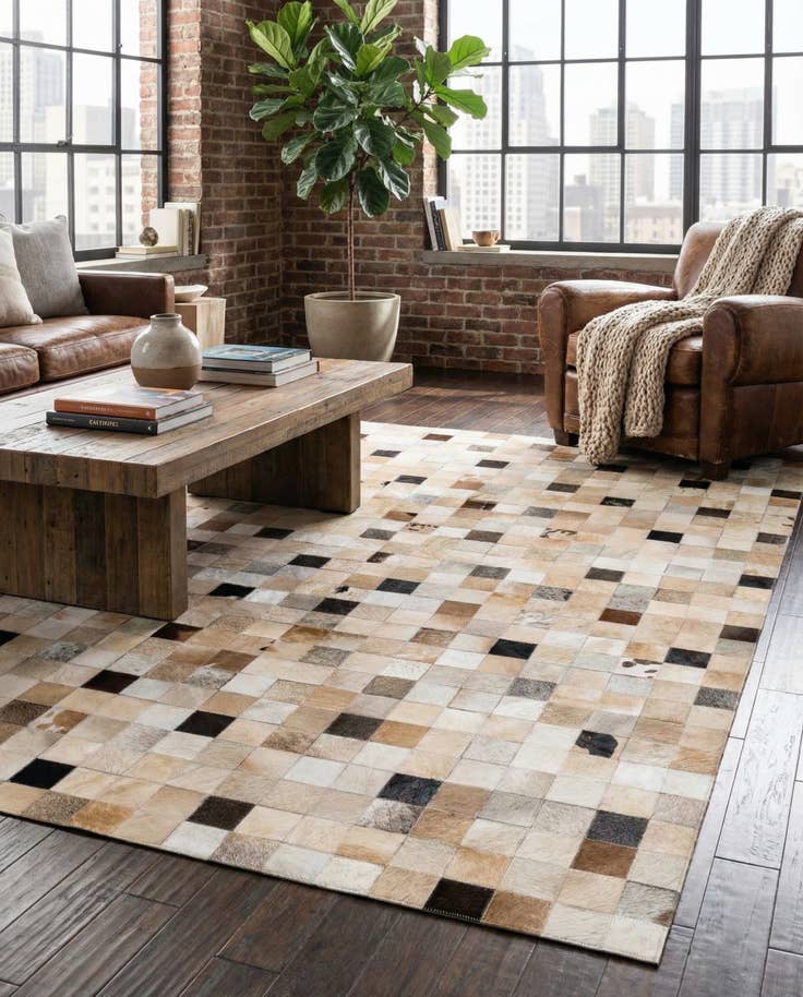 Detail image of 5' 1 x 7' 10 Cowhide Stocks Rug