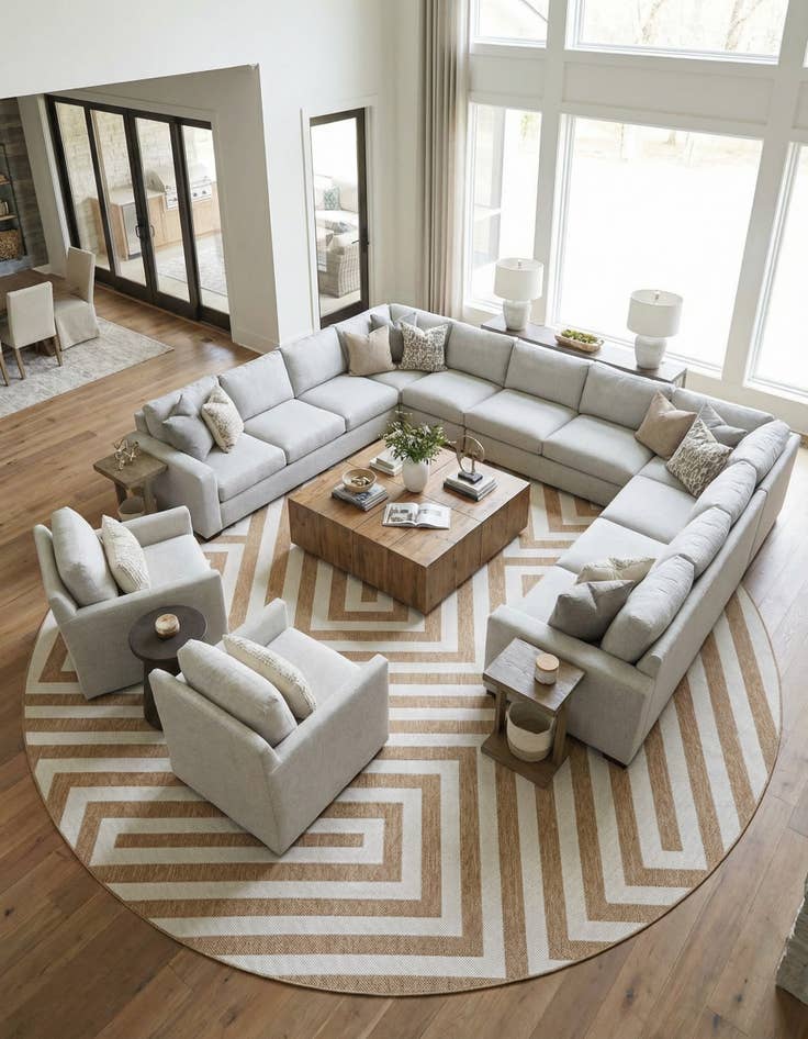 Detail image of  13' x 13'  Washable Modern Indoor / Outdoor Round Rug