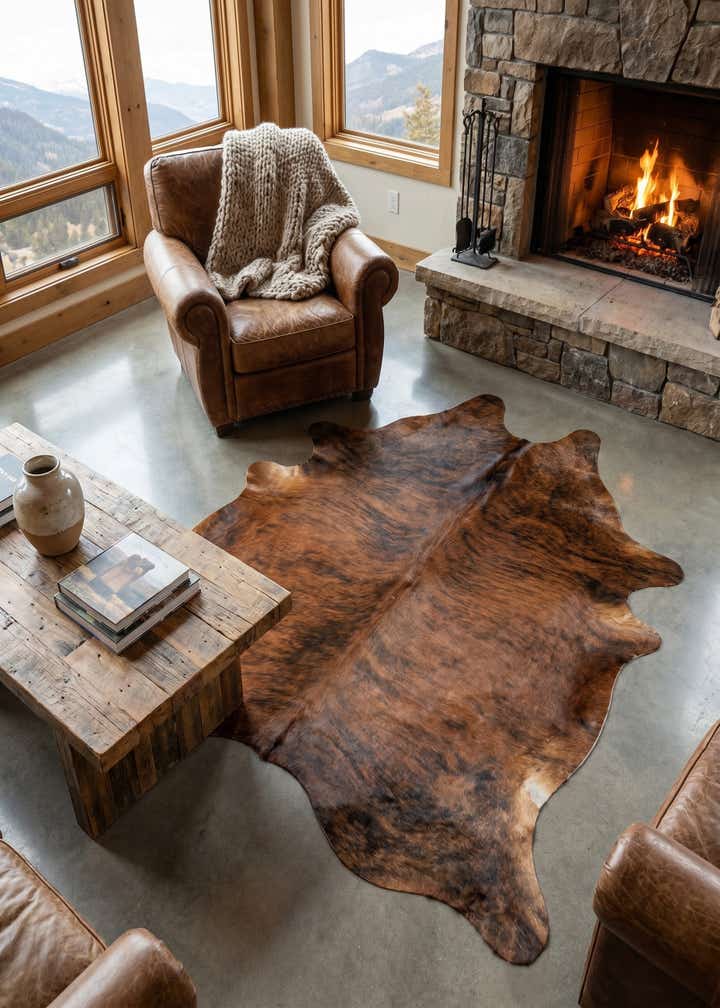 5' 11 x 7' 1 Cowhide Leather Rug