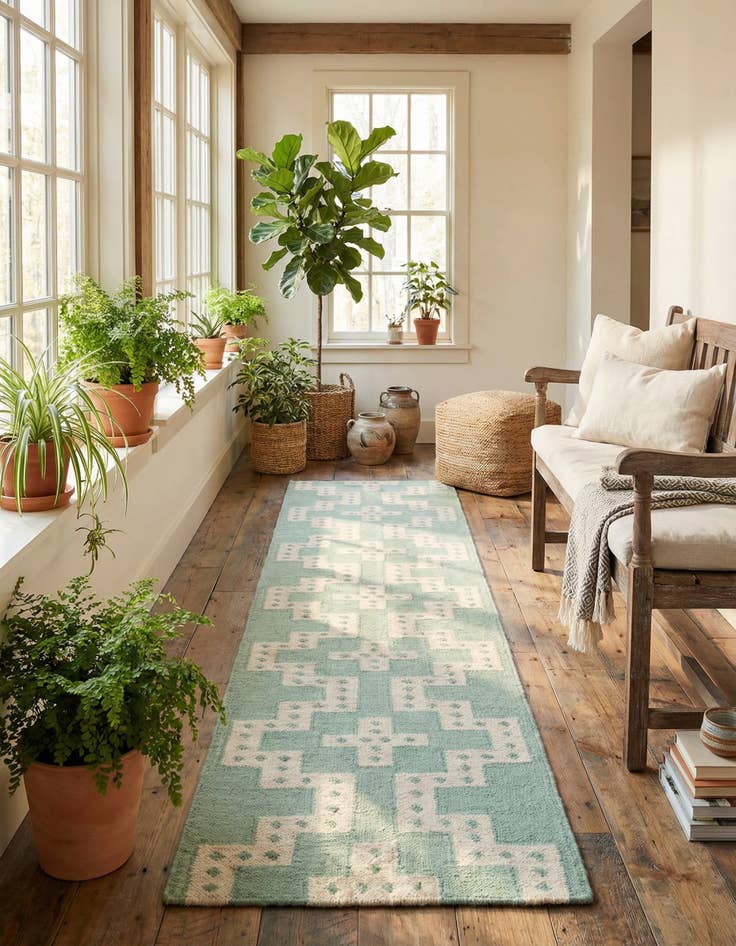 Detail image of 2' 7 x 12' Hand Woven Kilim Wool Runner Rug