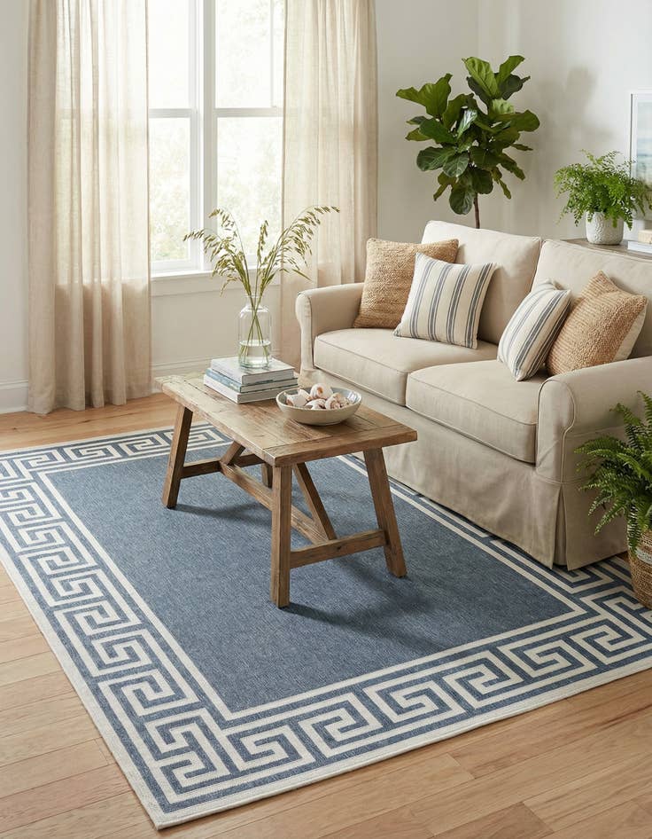 Detail image of 5' 3 x 8'  Washable Coastal Indoor / Outdoor Rug