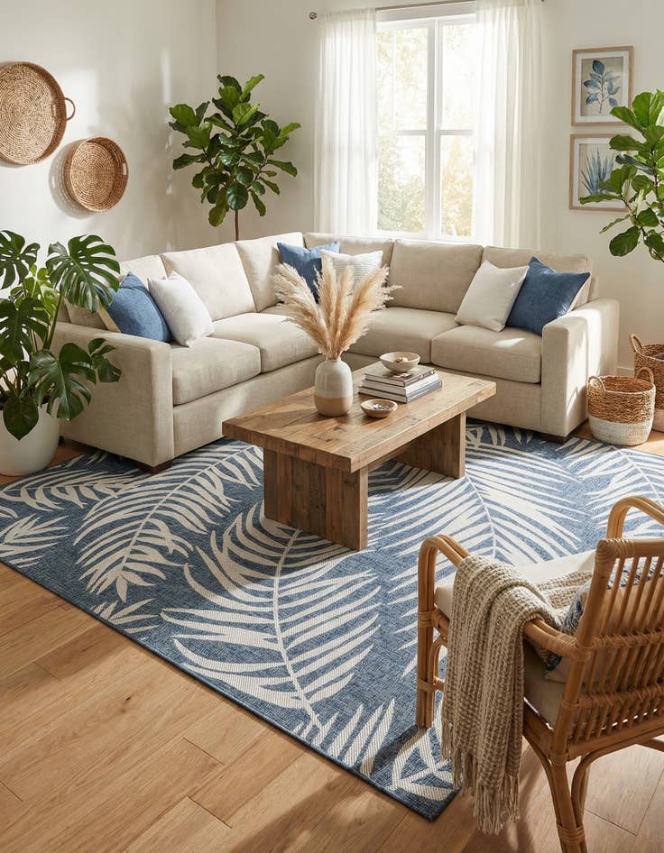 Detail image of 7' 10 x 10' Washable Botanical Indoor / Outdoor Rug