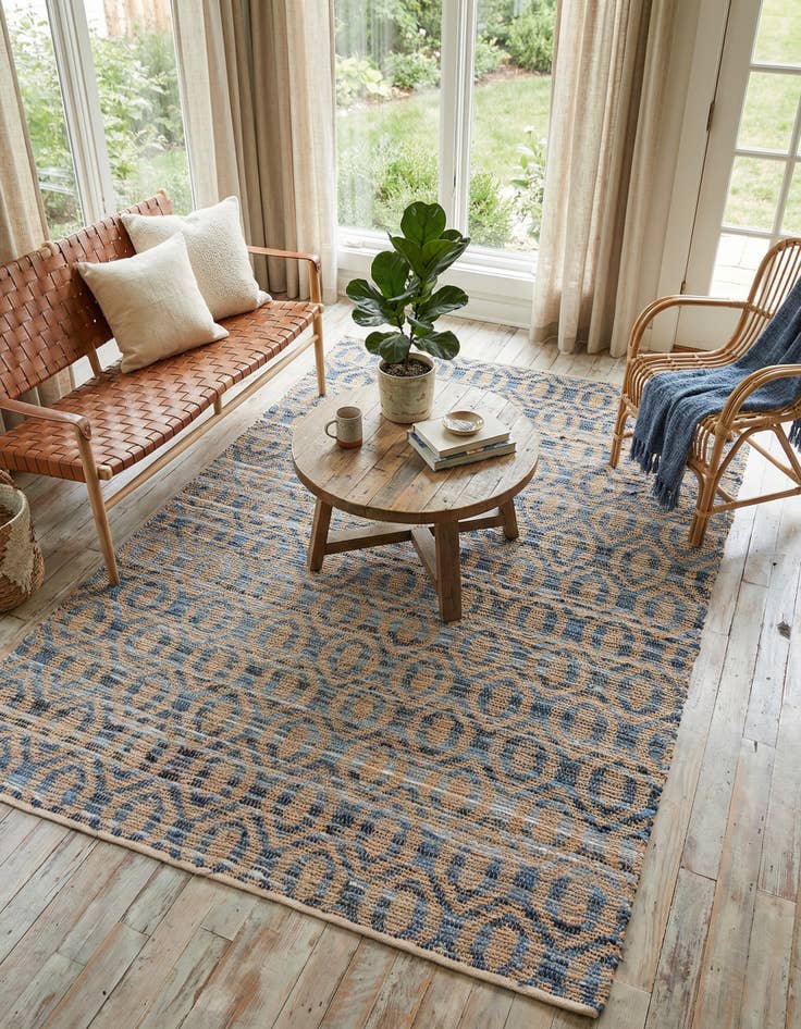 Detail image of 7' 1 x 10'  Hand Woven Chindi Jute Rug