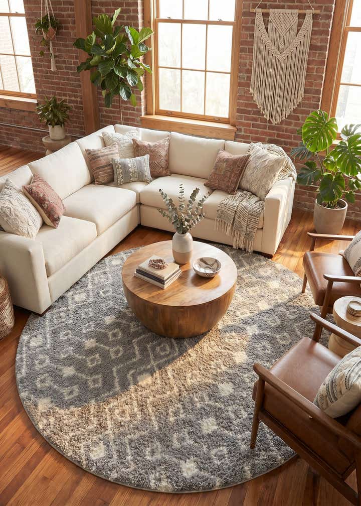 10' x 10' Moroccan Trellis Shag Round Rug