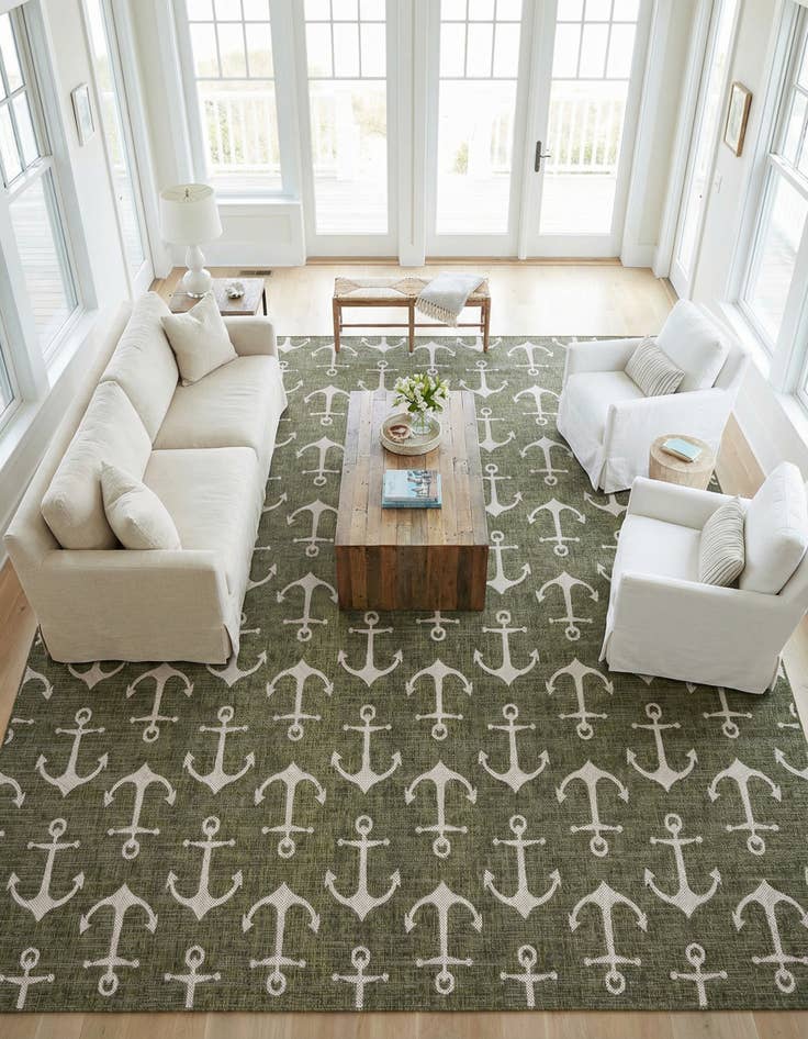 Detail image of 13' x 13'  Washable Coastal Indoor / Outdoor Square Rug