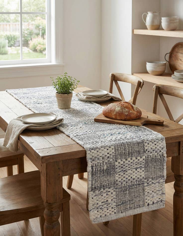 Detail image of 1' 2 x 4' 1  Hand Woven Chindi Cotton Table Runner Rug