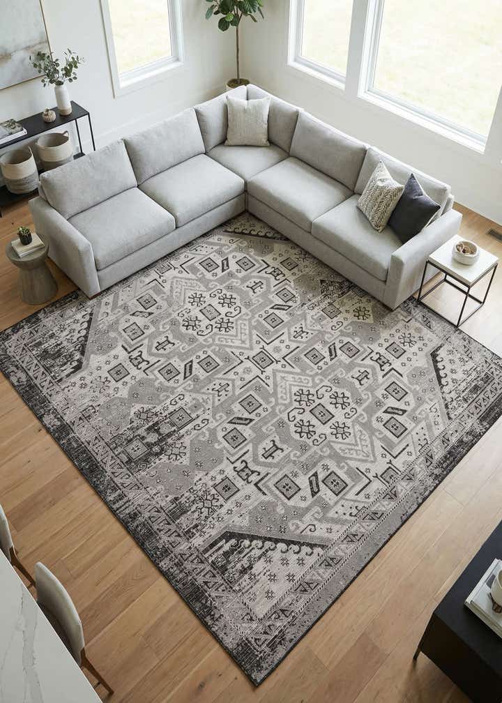 10' x 10' Easy-Clean Aztec Indoor / Outdoor Square Rug