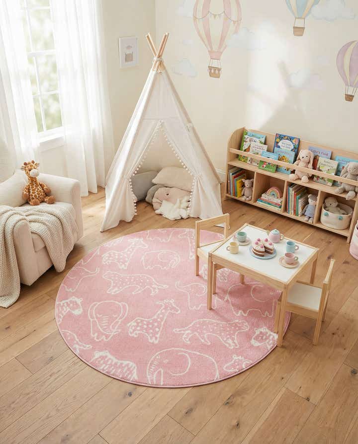 160cm x 160cm Animals Whimsy Kids Tapis Rond