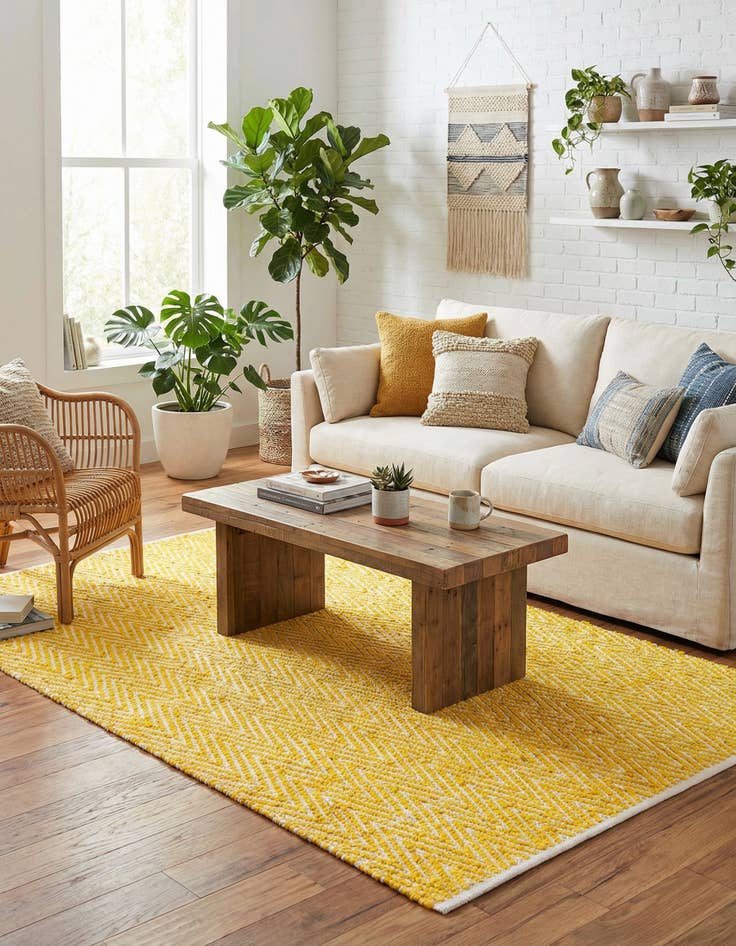 Detail image of 5' 1 x 8' Hand Woven Chindi Chevron Rug