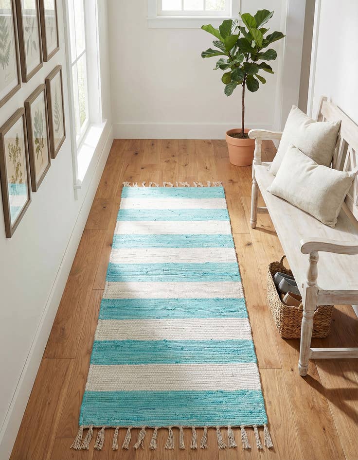 Detail image of 2' 2 x 6' 1 Hand Woven Chindi Rag Runner Rug