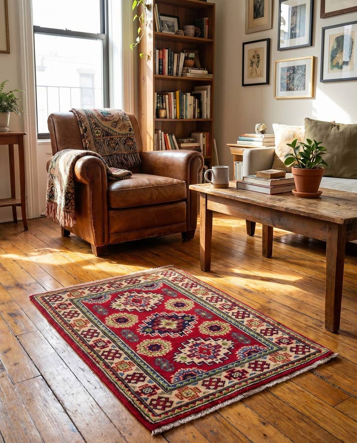 Detail image of 2' x 2' 10 Hand Knotted Kazak Rug