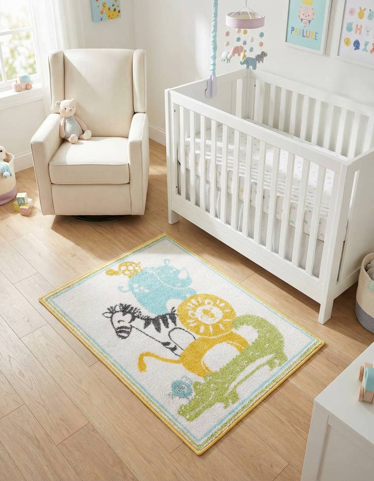 Detail image of 2' 2 x 3' Animals Whimsy Kids Rug