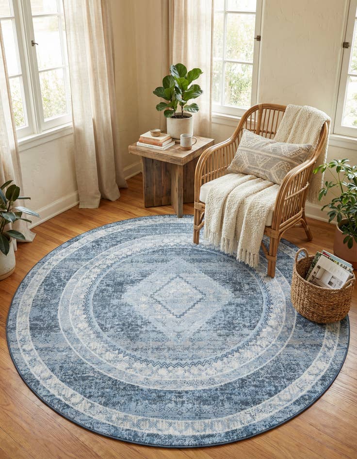 Detail image of 7' 10 x 7' 10 Kamala Washable Round Rug