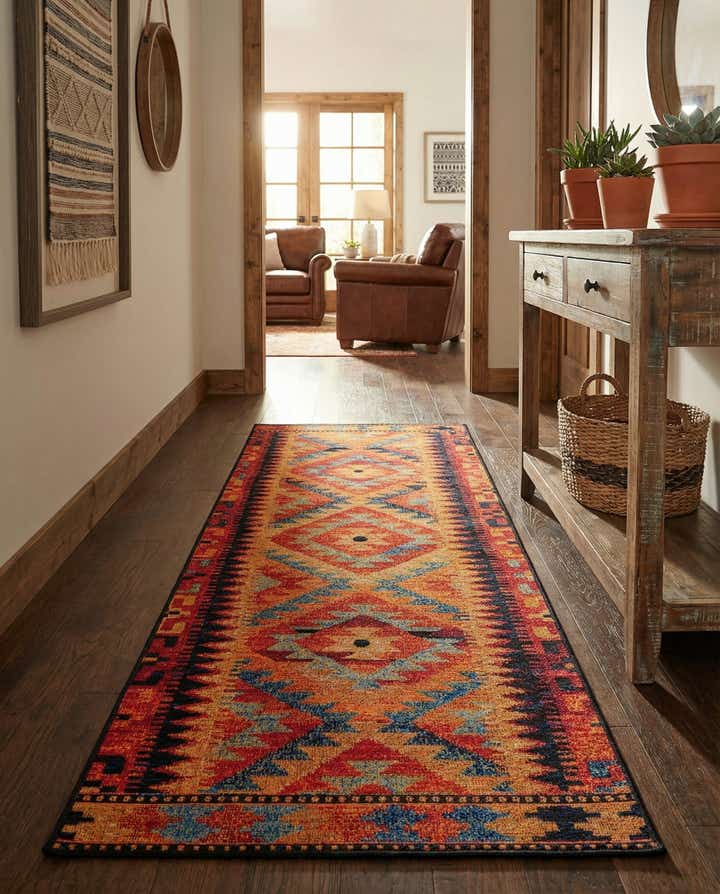 2' x 6' Easy-Clean Tribal Indoor / Outdoor Runner Rug