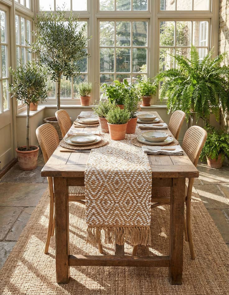 Detail image of  1' 2 x 10'  Hand Woven Braided Jute Table Runner Rug