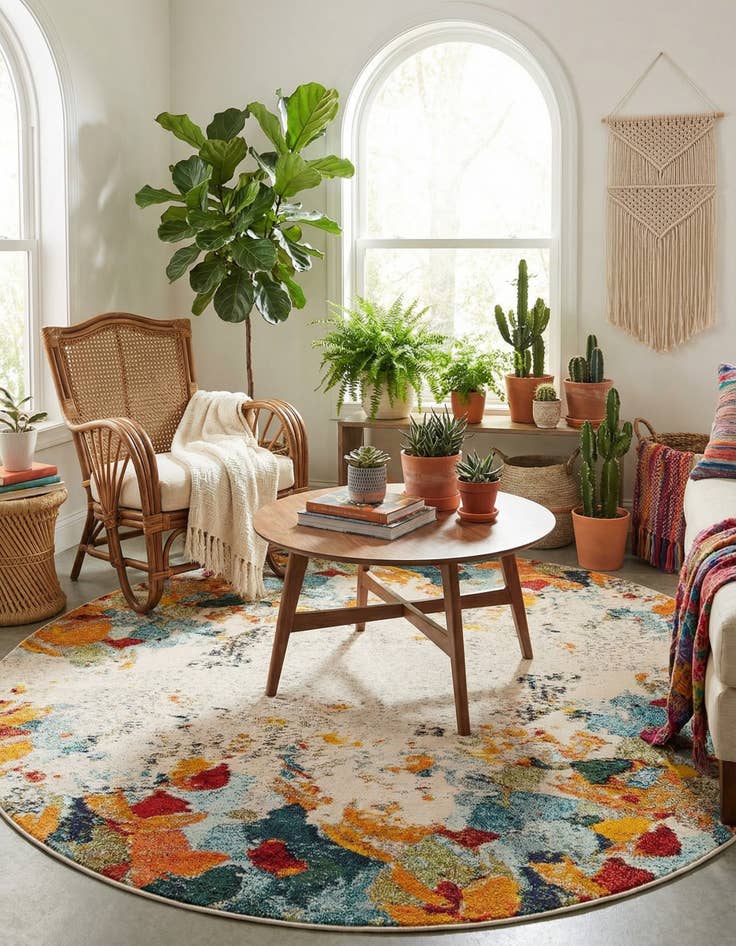 Detail image of 8' x 8' Washable Theia Round Rug