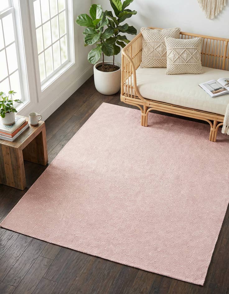 Detail image of 7' 10 x 10'  Hand Woven Geo Trellis Flatweave Rug