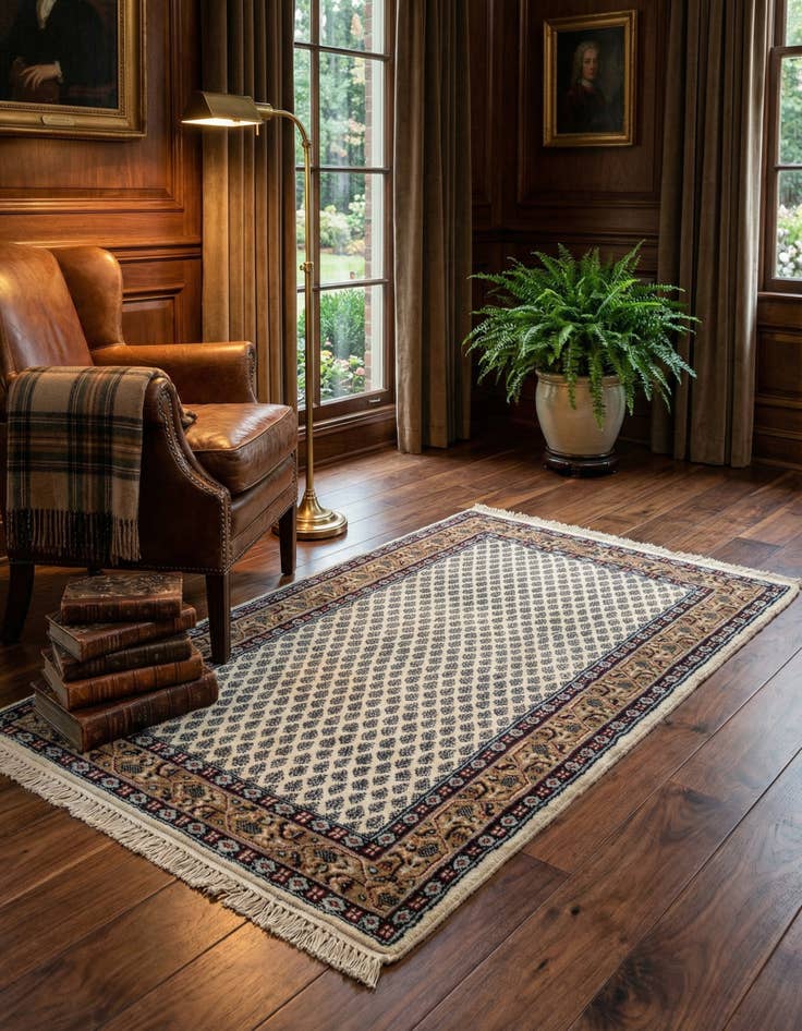 Detail image of 2' 5 x 4' 8 Hand Knotted Mir Wool Rug