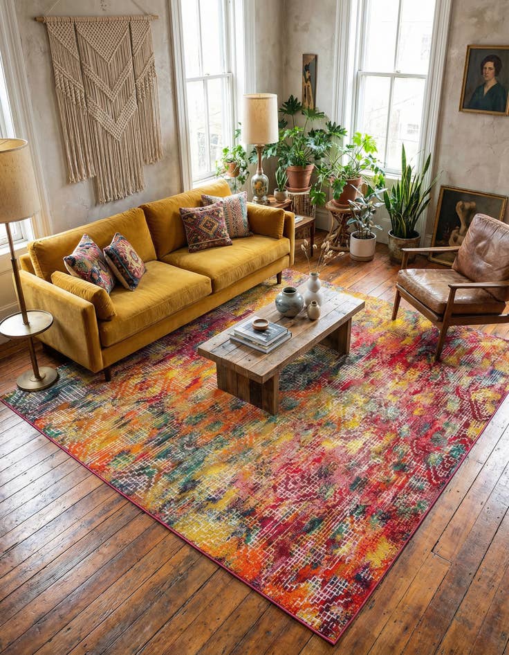 Detail image of 9' 10 x 9' 10  Washable Vivid Square Rug