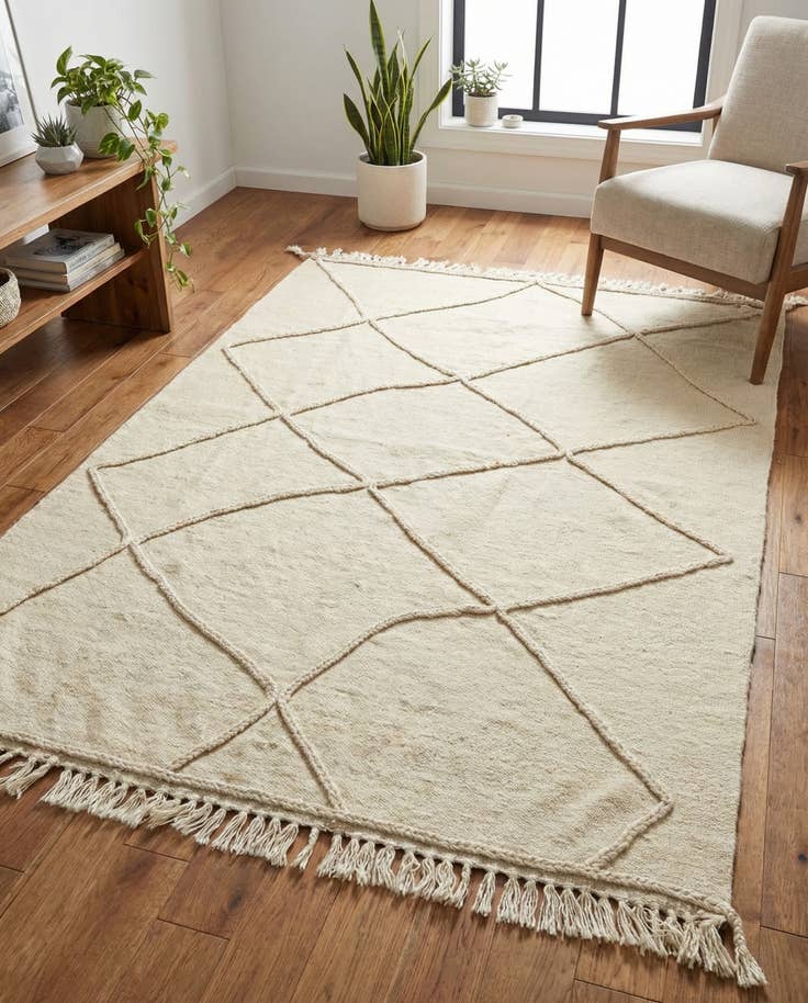 Detail image of 4' 1 x 6' 1 Hand Knotted Moroccan Wool Rug