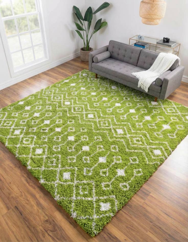 Detail image of 10' x 10' Moroccan Trellis Shag Square Rug