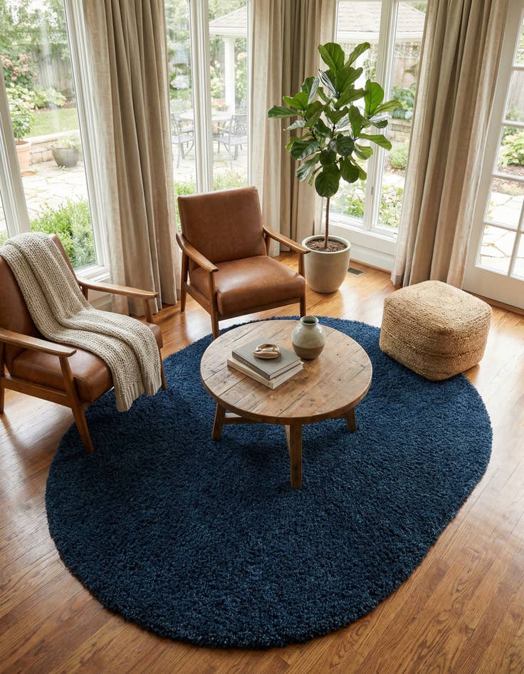 Detail image of 7' 10 x 10' Solid Shag Oval Rug