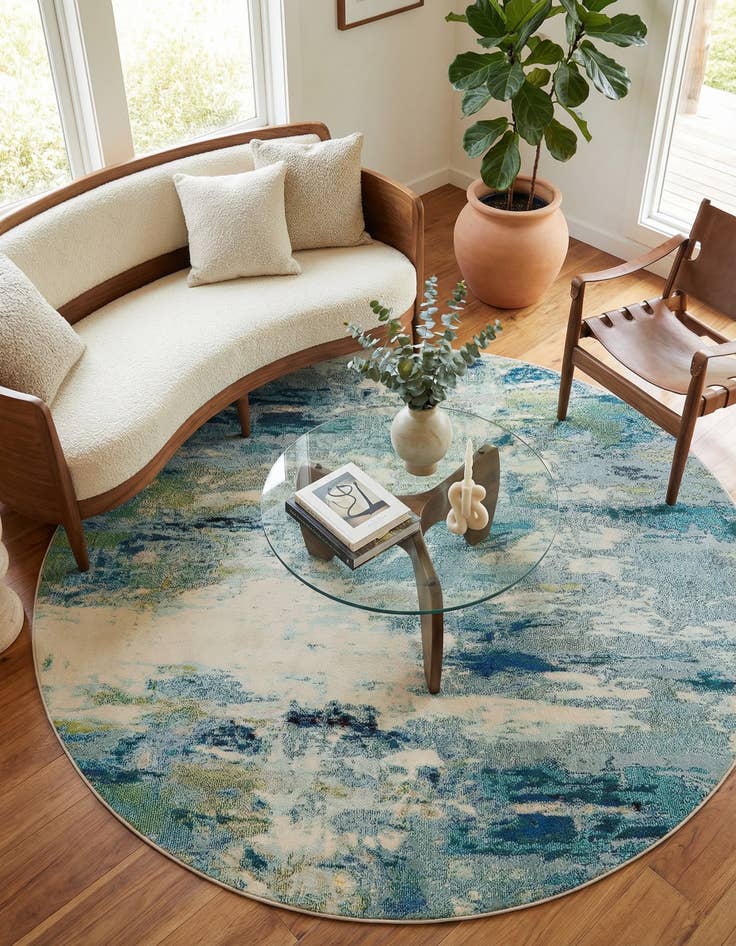 Detail image of 8' x 8' Washable Theia Round Rug
