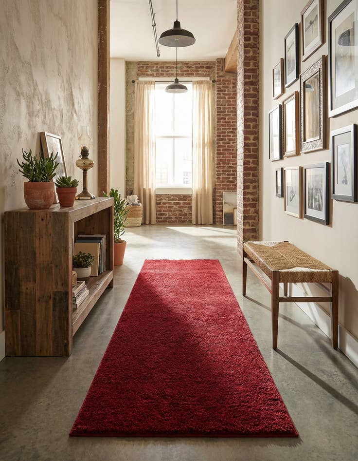 Detail image of  2' 7 x 10' Solid Shag Runner Rug