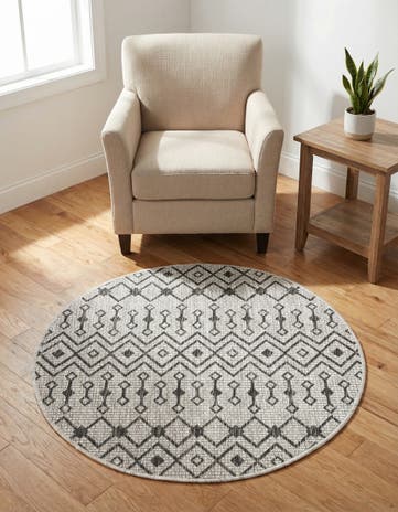 3' x 3' Easy-Clean Lattice Indoor / Outdoor Round Rug