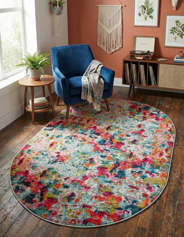 Detail image of 4' 1 x 6' 1  Washable Spectrum Oval Rug