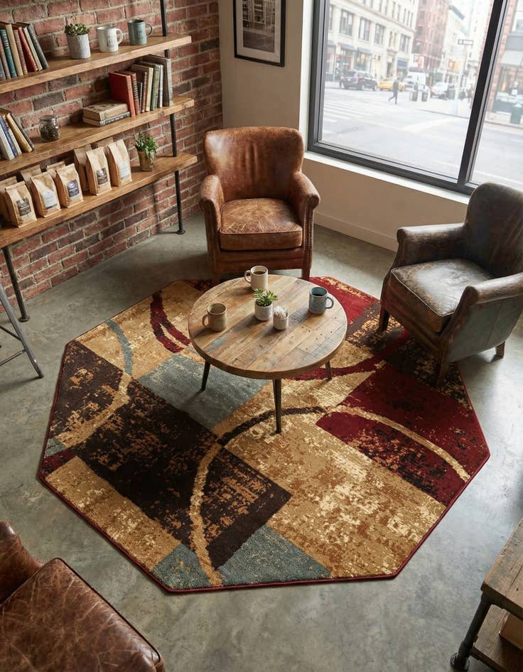 Detail image of 6' x 6' Coffee Shop Octagon Rug