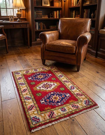 1' 11 x 3' Hand Knotted Kazak Rug