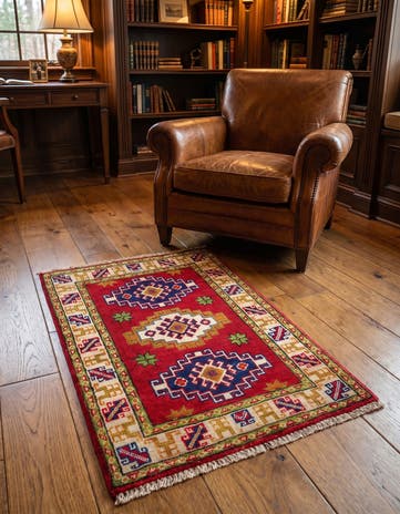 1' 11 x 3' Hand Knotted Kazak Rug