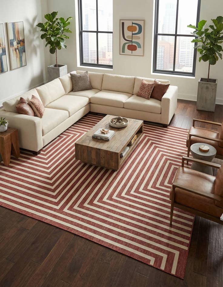 Detail image of 13' x 13'  Washable Modern Indoor / Outdoor Square Rug