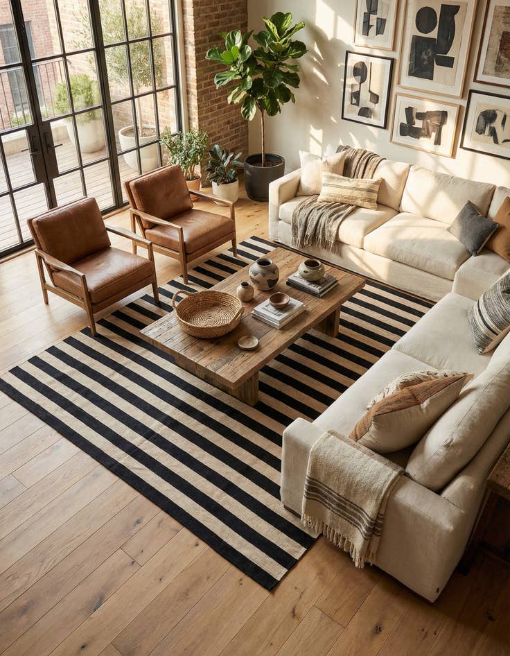 Detail image of 6' 7 x 9' 8 Hand Woven Kilim Modern Wool Rug