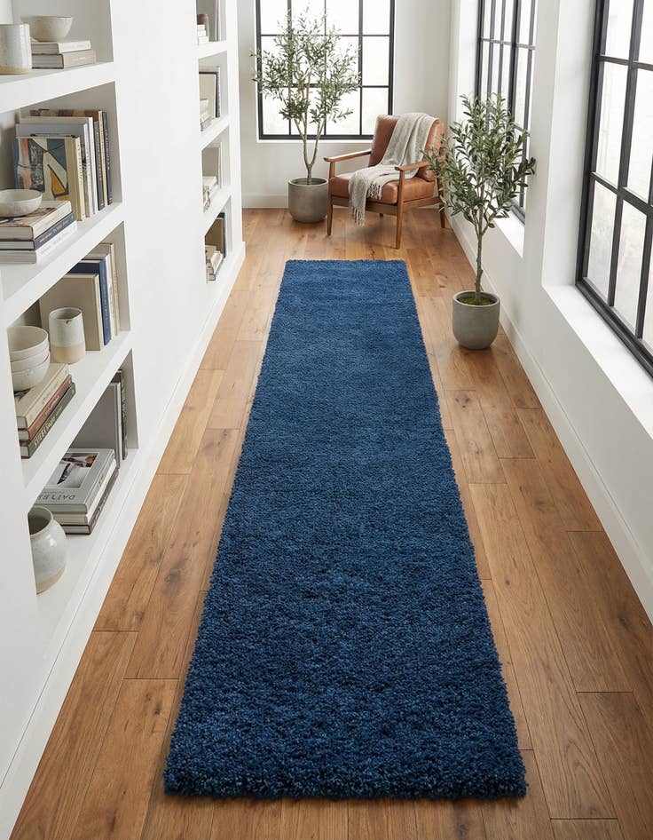 Detail image of 2' 7 x 19' 8 Solid Shag Runner Rug