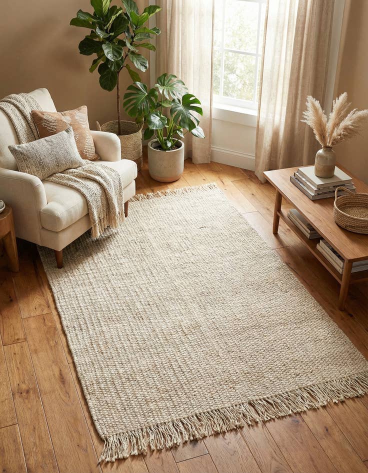 Detail image of 5' 1 x 8' Hand Woven Chunky Jute Rug