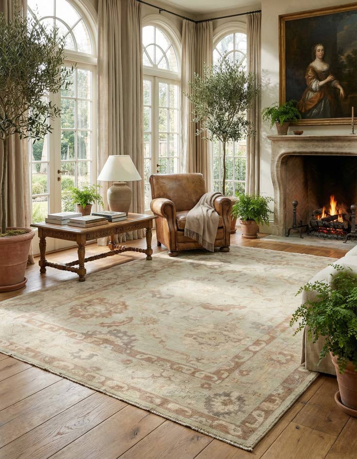 Detail image of 8' 3 x 9' 10 Hand Knotted Oushak Wool Rug