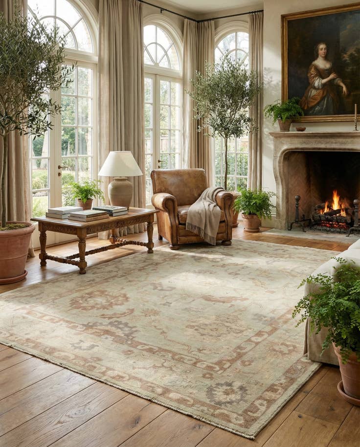 Detail image of 8' 3 x 9' 10 Hand Knotted Oushak Wool Rug