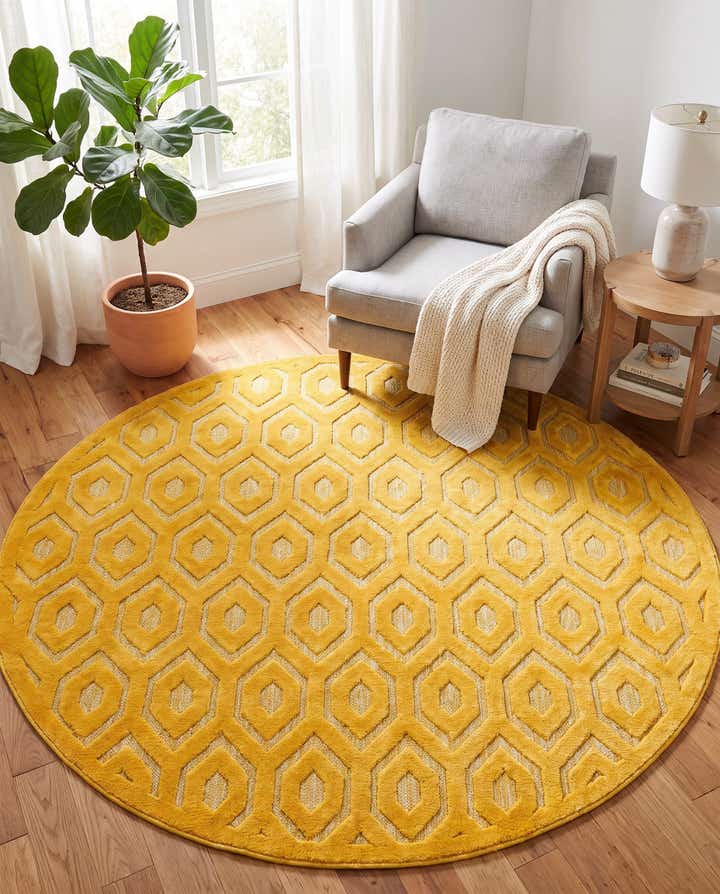 7' x 7' Easy-Clean Trellis Textured Indoor / Outdoor Round Rug