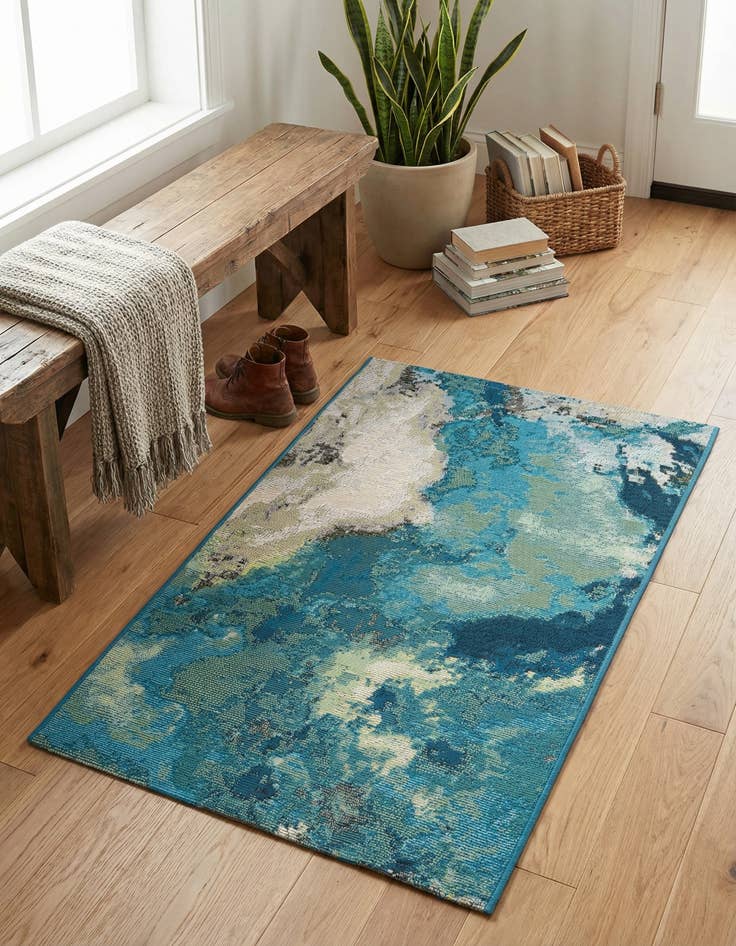 Detail image of 2' x 3' 1  Washable Modern Indoor / Outdoor Rug