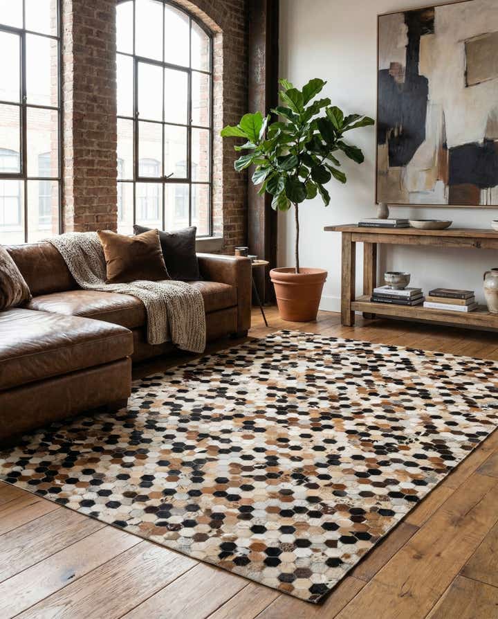 5' 1 x 8' Cowhide - Patchwork Rug