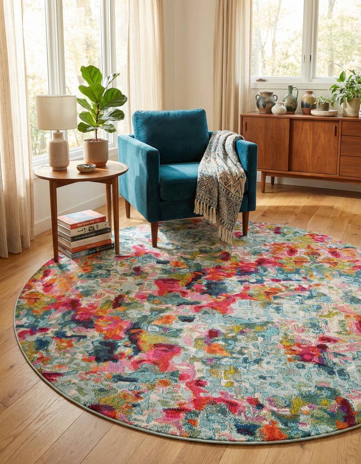 Detail image of 8' x 8'  Washable Spectrum Round Rug