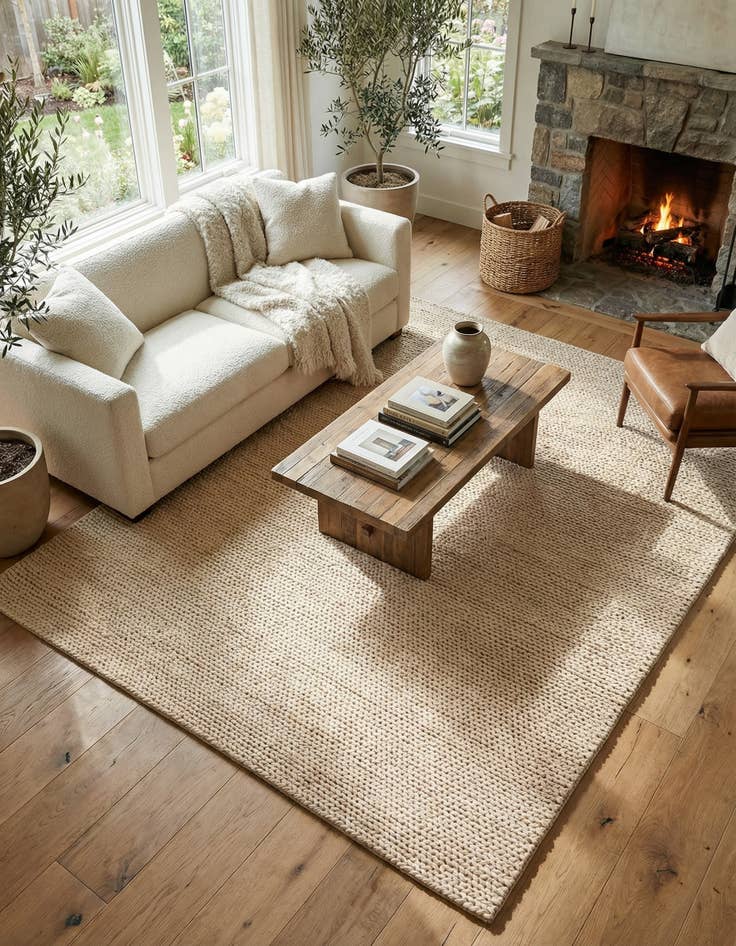 Detail image of 7' 10 x 10'  Hand Woven Lana New Zealand Wool Rug