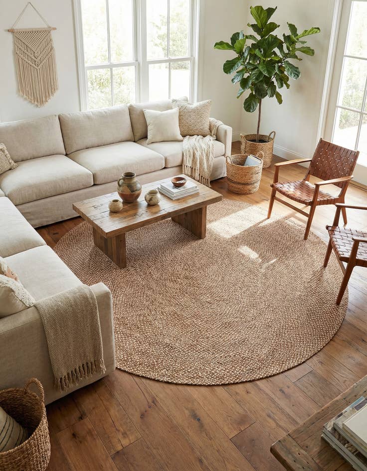 Detail image of 10' x 10' Handmade Tweed Braided Jute Round Rug