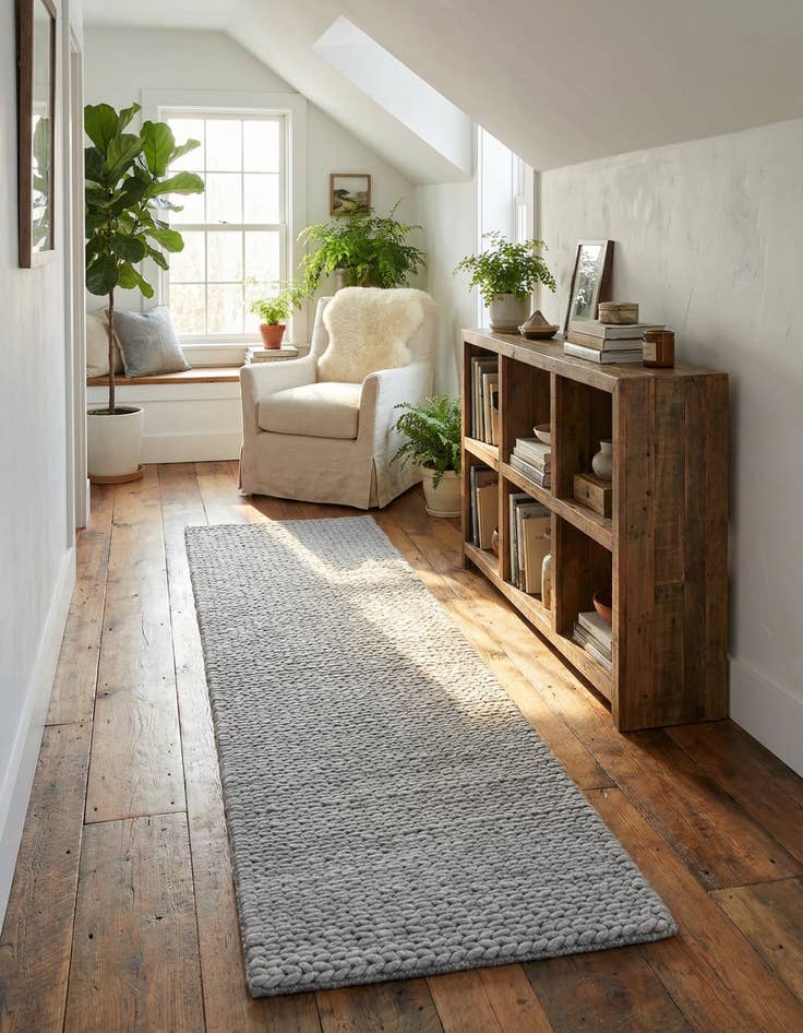 Detail image of 2' x 6' 7  Hand Woven Lana New Zealand Wool Runner Rug